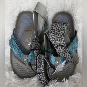 Cheeks “Health” Bandals Gray and Blue Women's Exercise Sandals By Tony Little